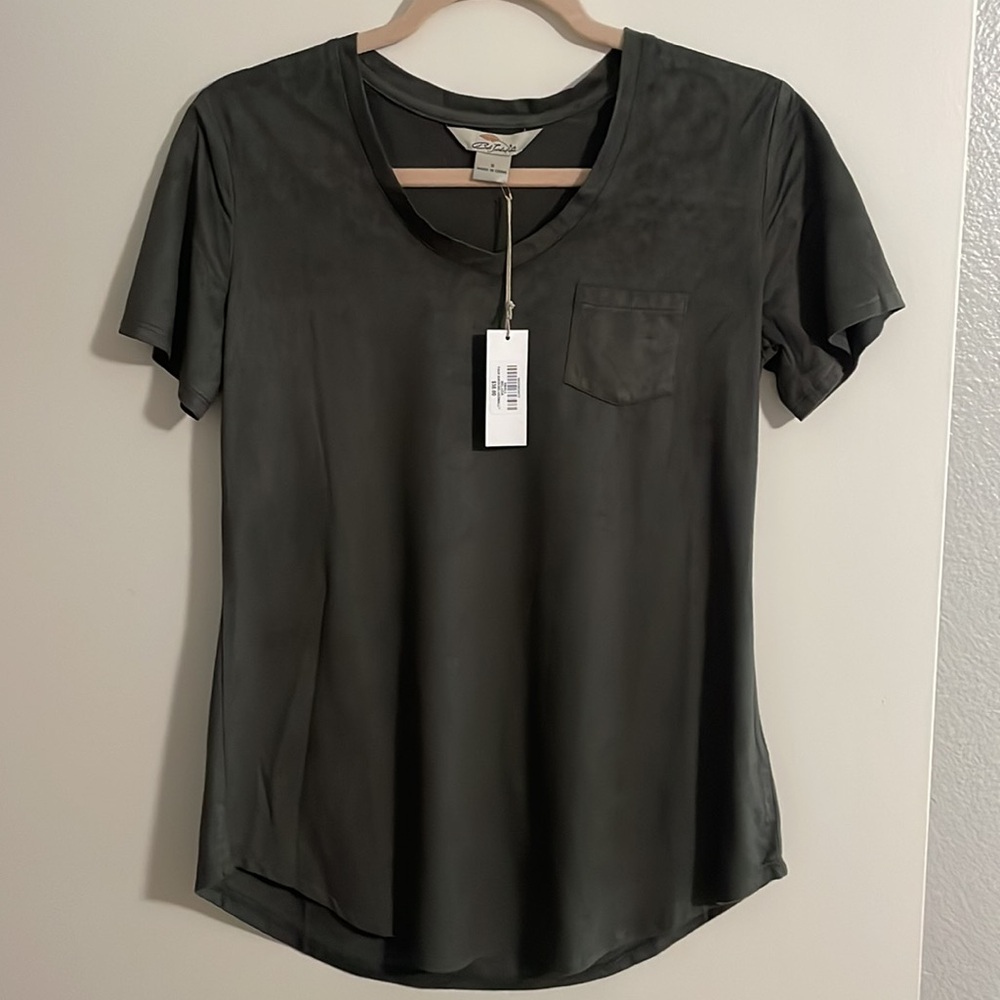 NWT Bob Timberlake Faux Suede Short-Sleeve Tee for Ladies Small